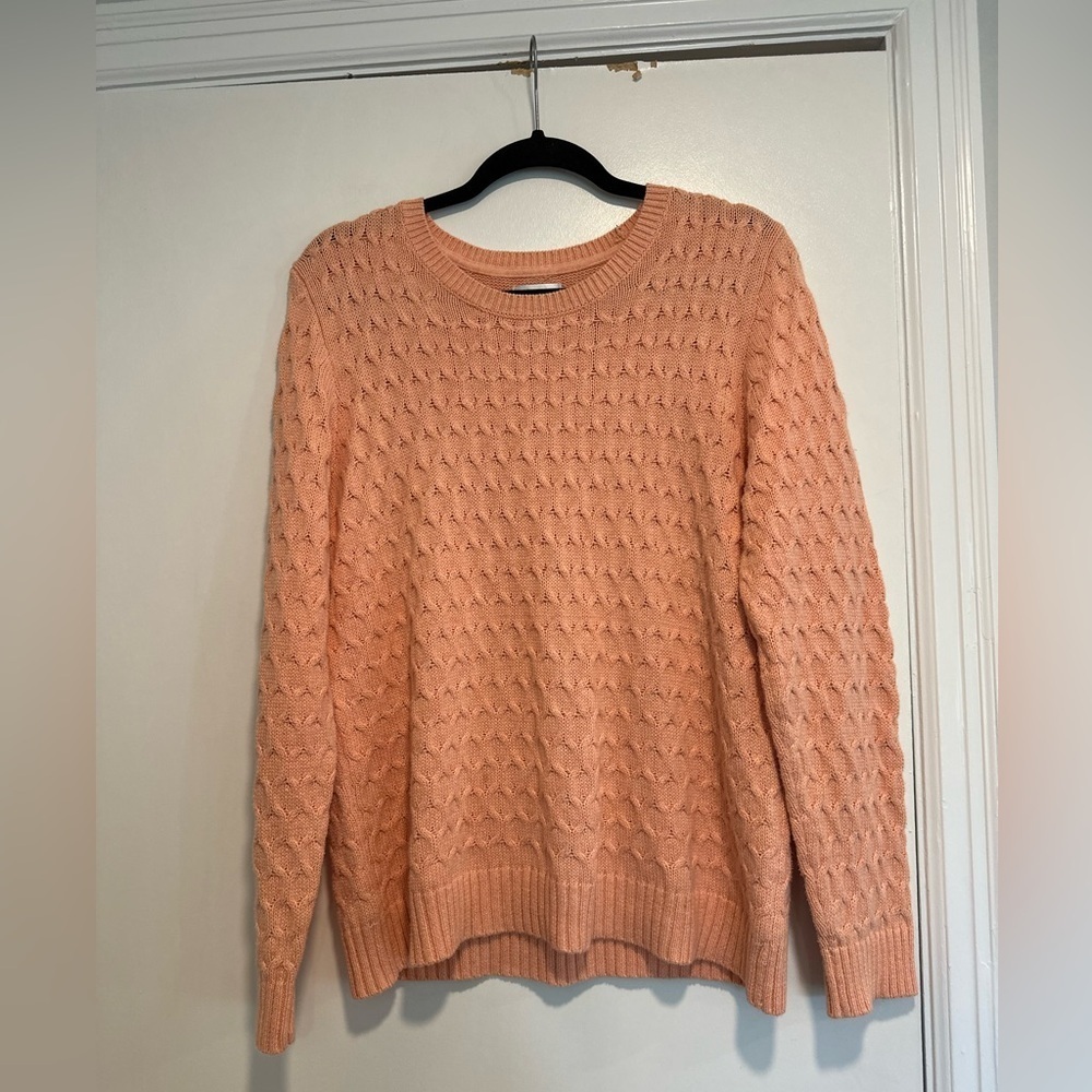 Croft & Barrow Women’s Sz: L Orange Cotton Cable-Knit Crew Neck Pullover Sweater
